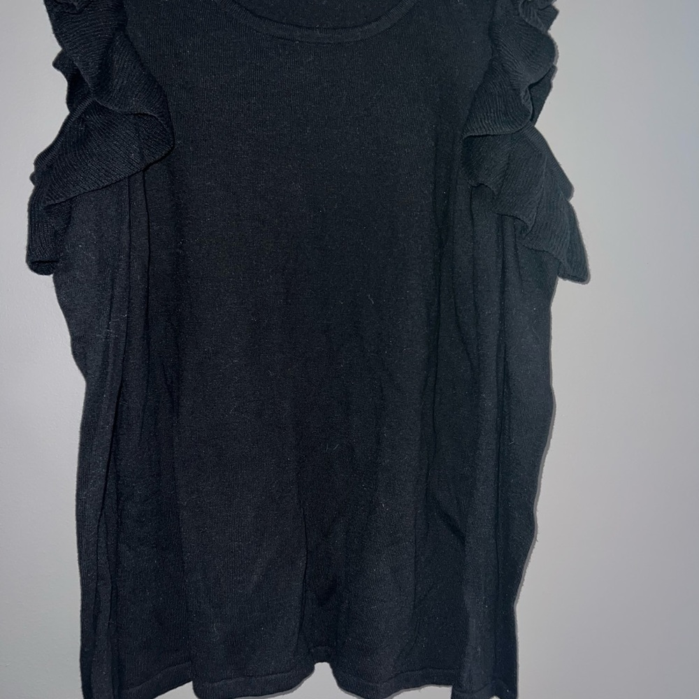 Black Ruffle Sleeve Top XS